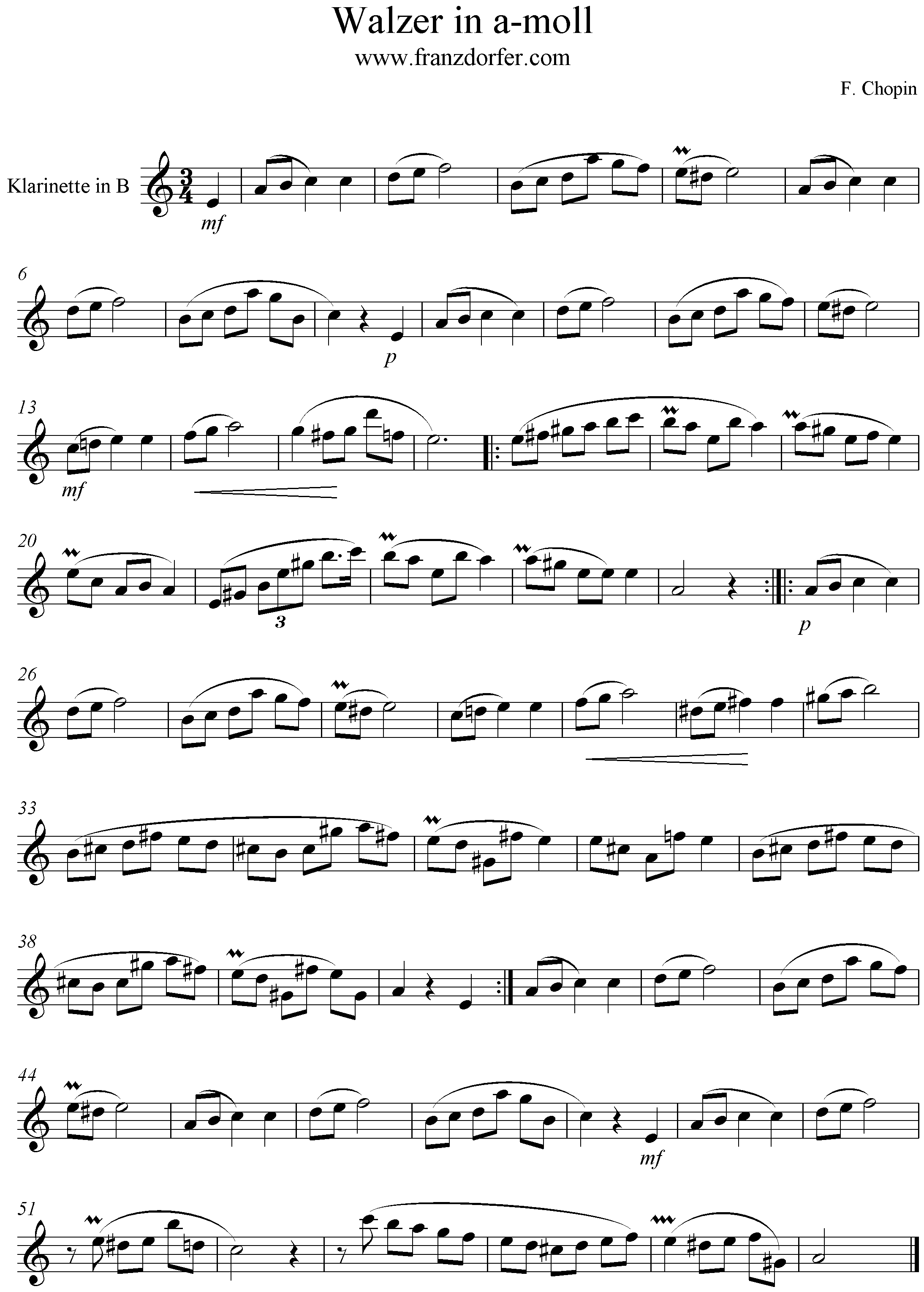 Chopin, Walzer in a-moll, B150